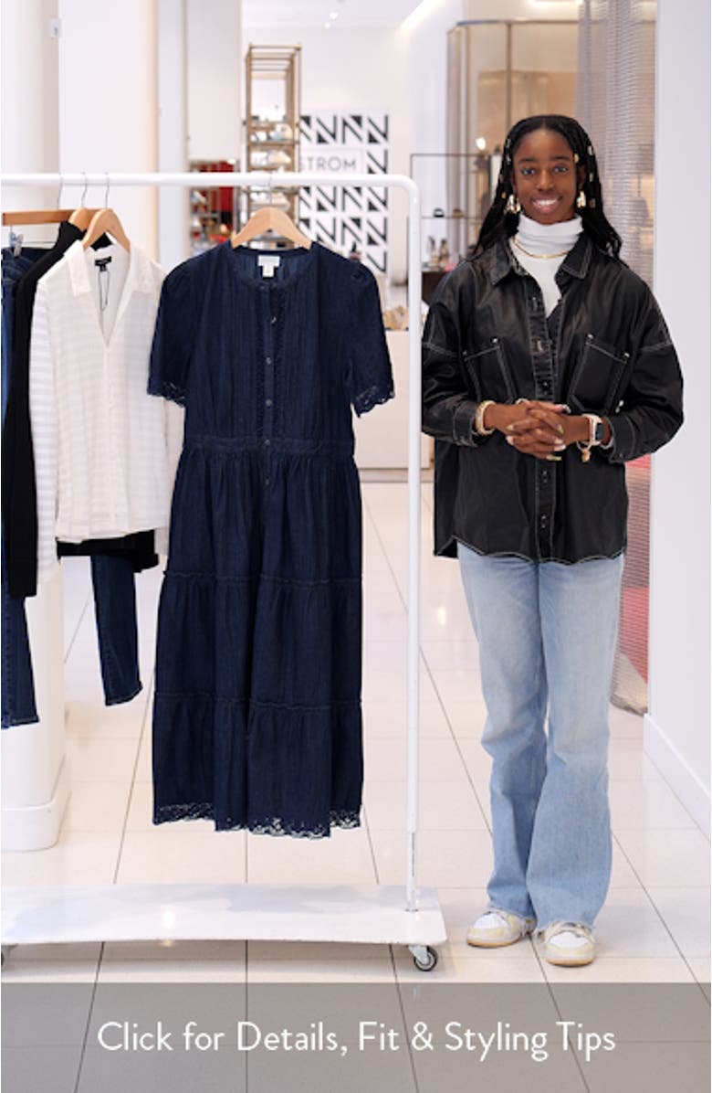 Lace Detail Denim Midi Dress, sales video thumbnail