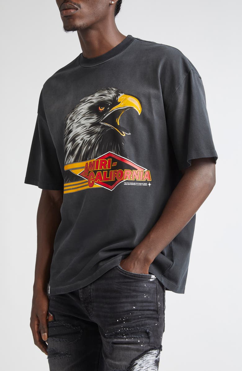 AMIRI Eagle Oversize Graphic T-Shirt, Alternate, color, Black