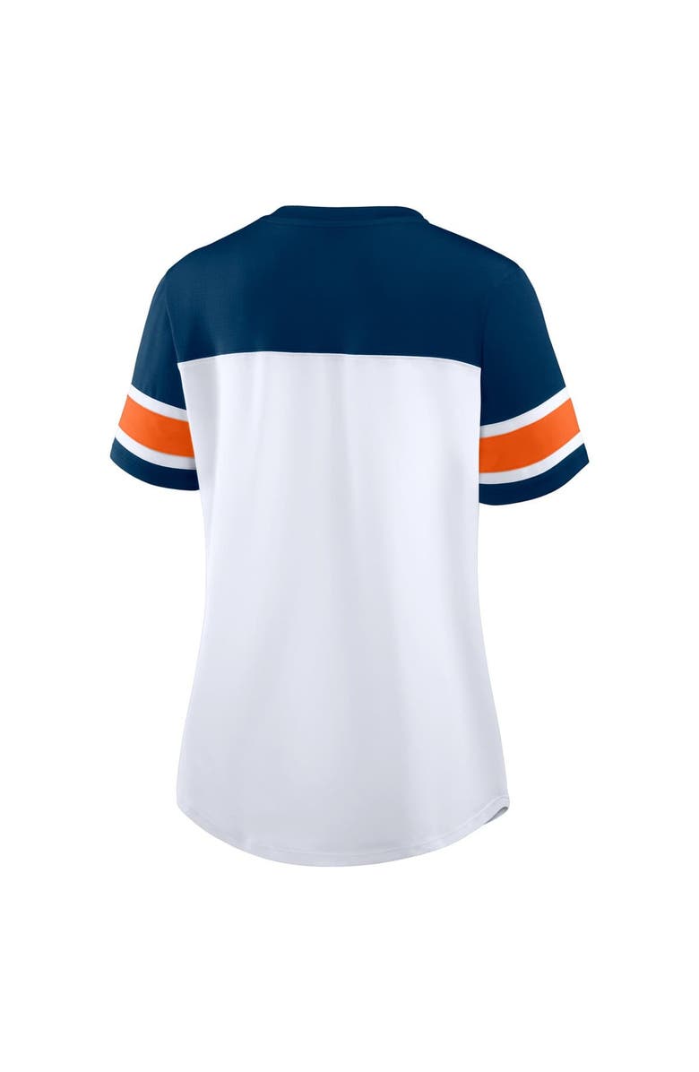 FANATICS Women's Fanatics White/Navy Chicago Bears Athena Rhinestone Lace-Up V-Neck T-Shirt, Alternate, color, White