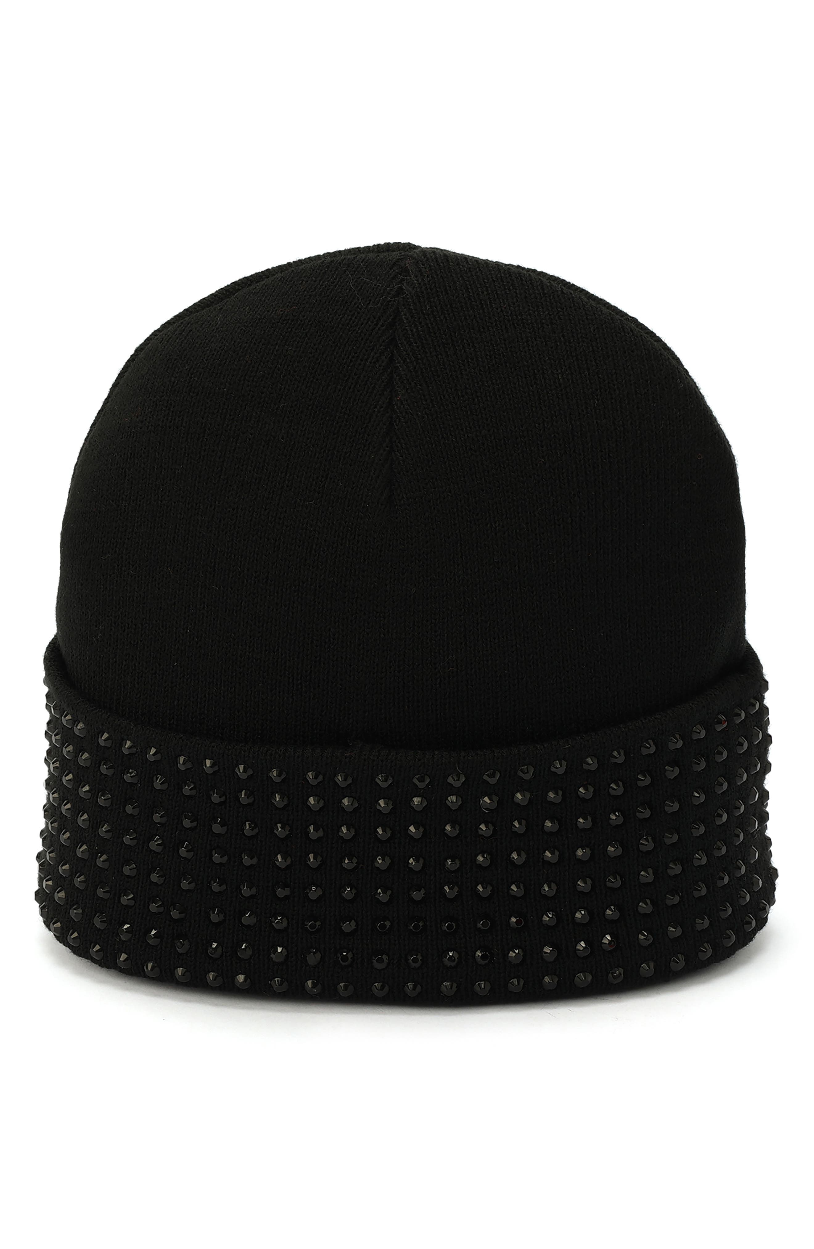 Kurt Geiger London Incrystal cuff beanie OCTAVIA BEANIE Black Fabric Crystal Beanie by KURT GEIGER LONDON main image 3