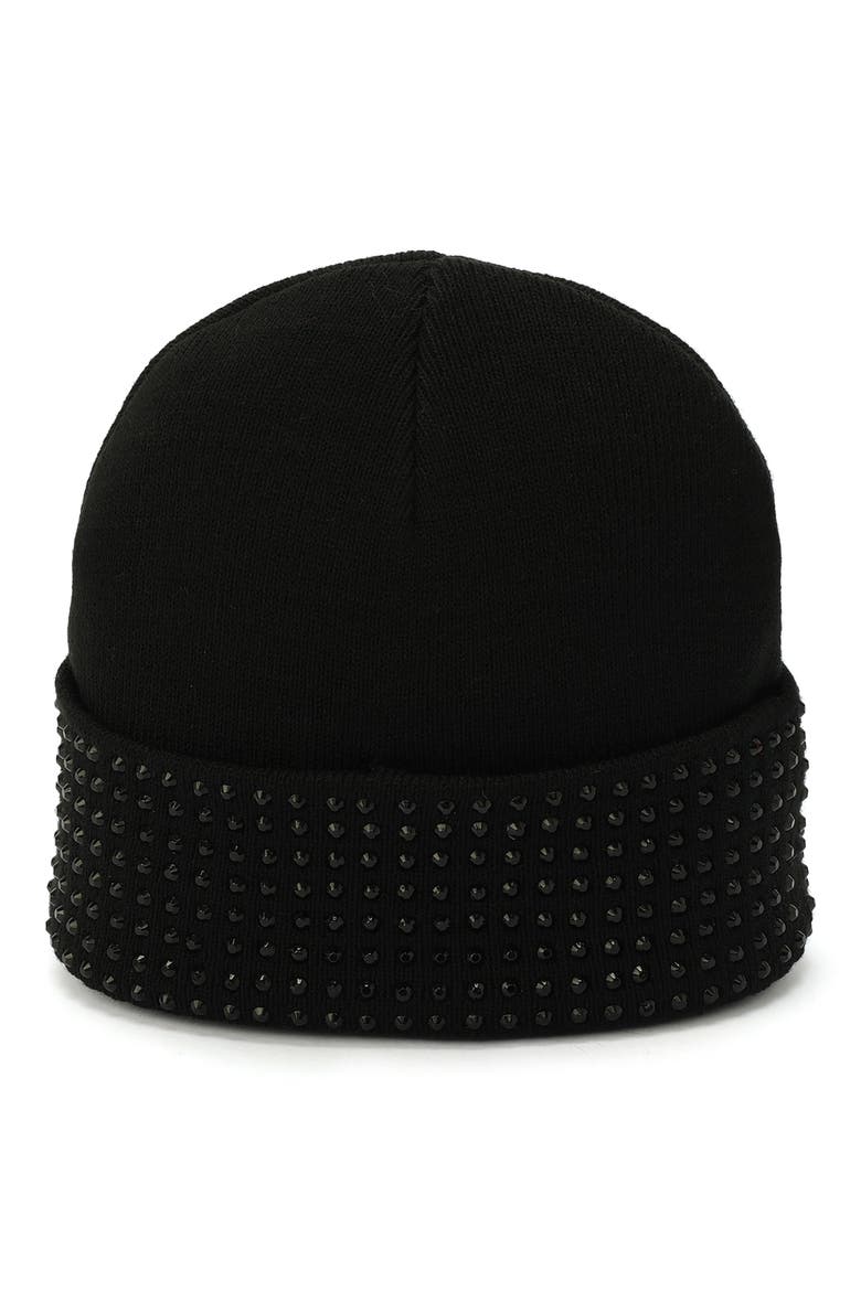 Crystal Cuff Beanie, Alternate, color, BLACK
