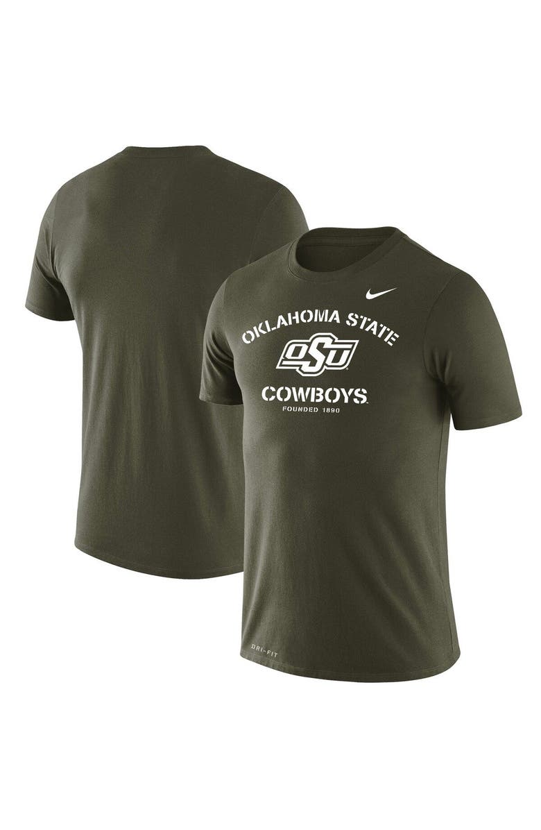 Nike Men's Nike Olive Oklahoma State Cowboys Stencil Arch Performance T-Shirt, Main, color, 