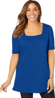 Jessica London Stretch Cotton Square Neck Tunic