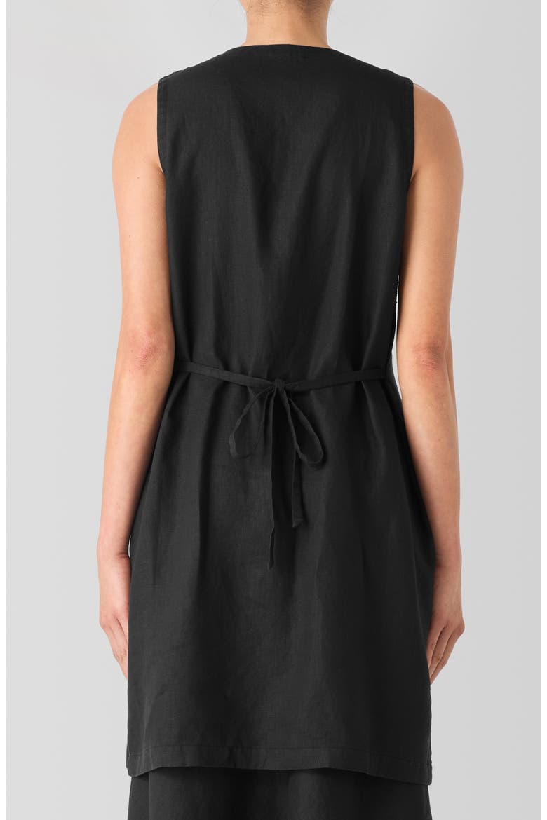Organic Linen Tie Back Longline Vest, Alternate, color, BLACK
