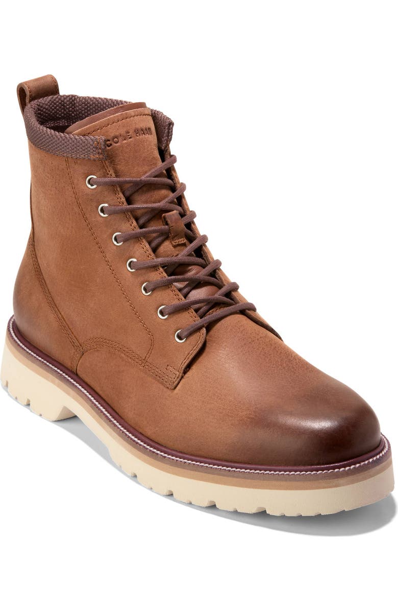Cole Haan American Classic Waterproof Plain Toe Lace-Up Boot, Main, color, British Tan/Alabaster Gleam