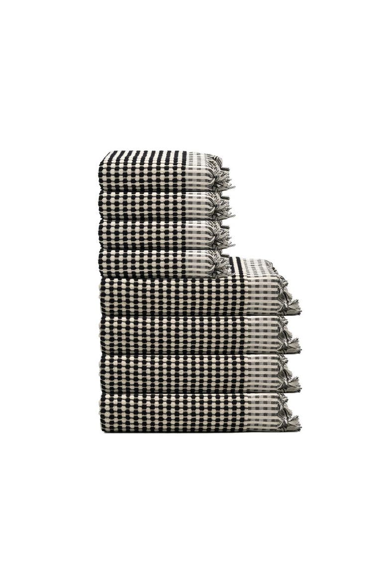 Dots Turkish Cotton Terry Towel Bundle, Main, color, Black