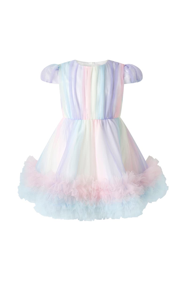 Rachel Riley Rainbow Tulle Party Dress, Main, color, Rainbow