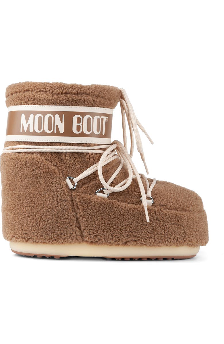 Moon Boot<sup>®</sup> Icon High Pile Fleece Low Boot, Main, color, Camel