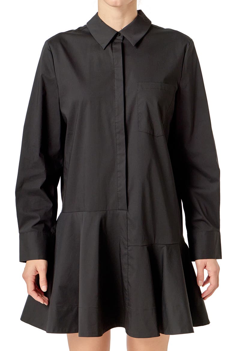 Long Sleeve Shirtdress, Alternate, color, BLACK