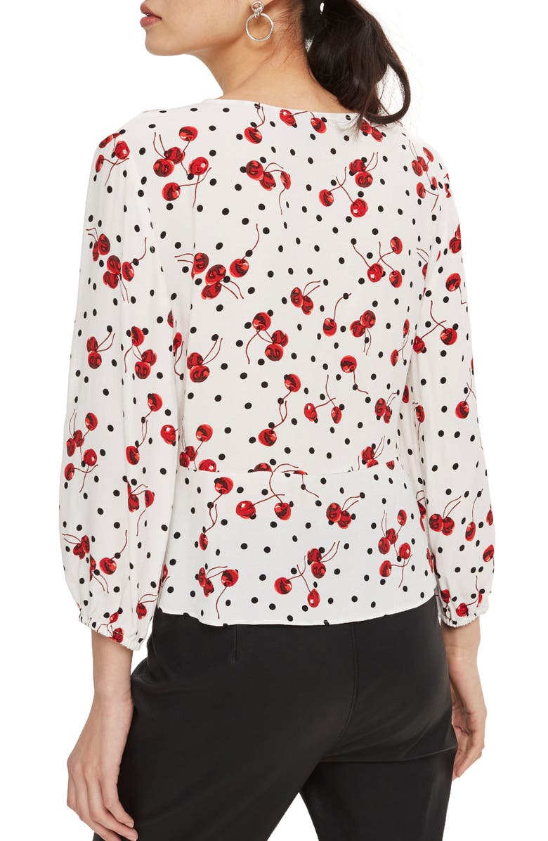 Topshop Cherry Spot Print Blouse, Alternate, color,