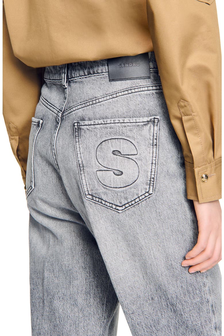 Low-waisted straight-leg jeans, Alternate, color, Grey