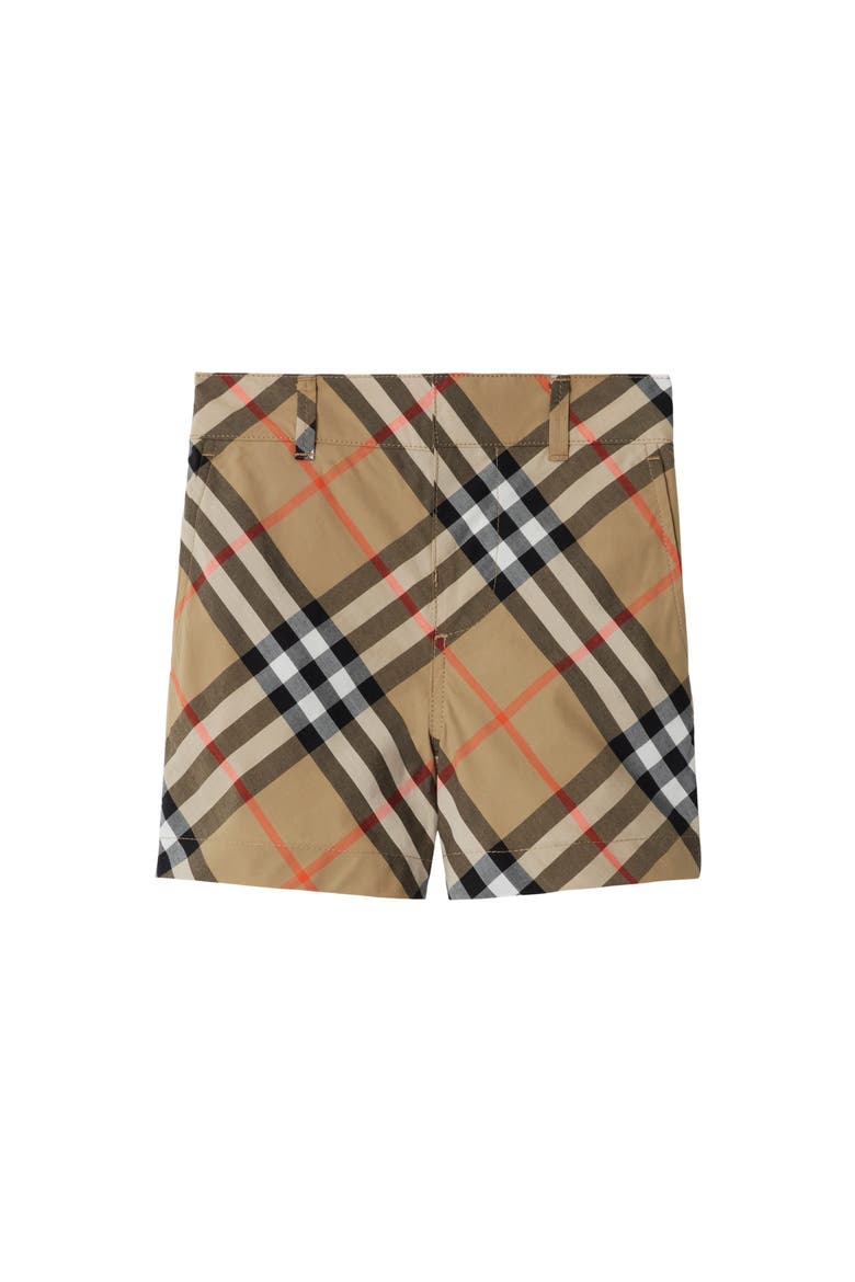 Check Cotton Shorts, Main, color, Sand beige