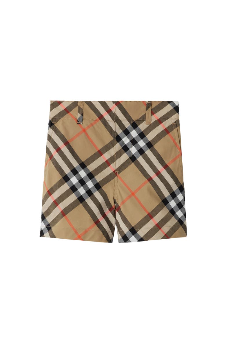 Burberry Check Cotton Shorts, Main, color, Sand