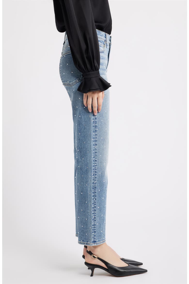 Harlow Rhinestone Detail Straight Leg Ankle Jeans, Alternate, color, ORIANJEWEL
