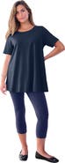 Roaman's Plus Size Ultimate Cotton Crewneck Short Sleeve Swing Tee