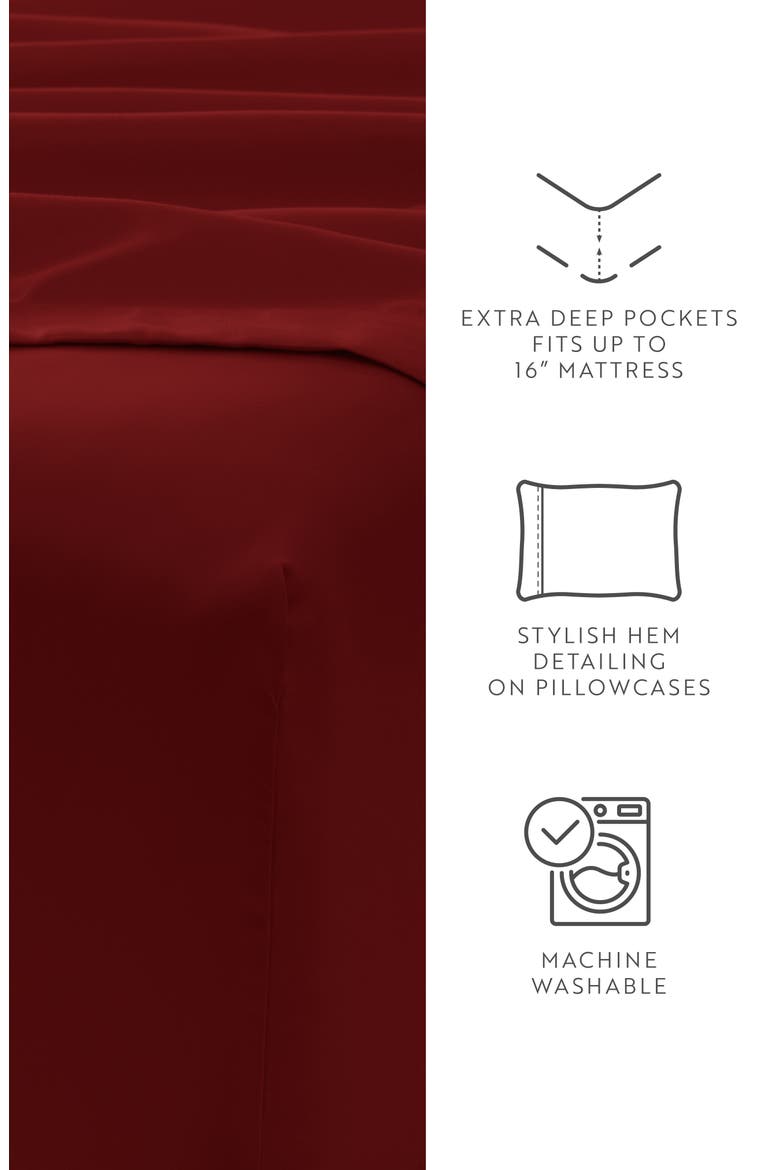 Premium Ultra Soft 4-Piece Bed Sheets Set, Alternate, color, BURGUNDY