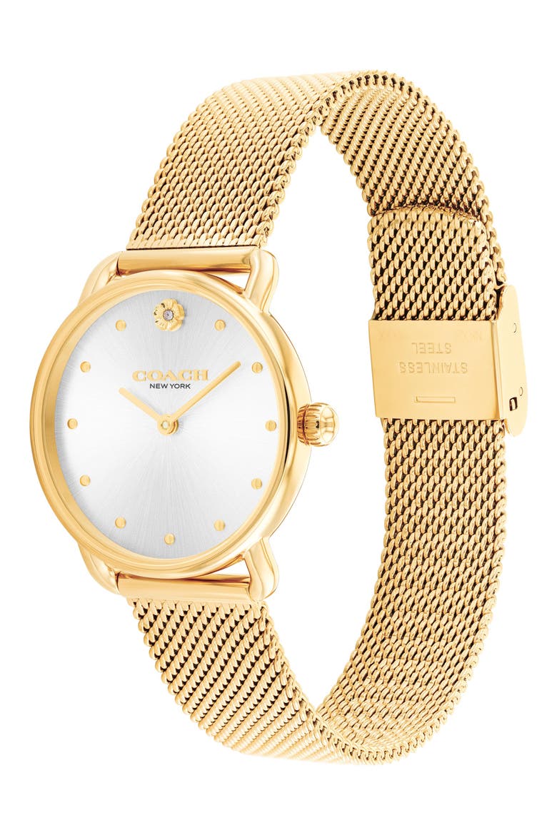 Elliot Mesh Strap Watch, 28mm, Alternate, color, SILVER WHITE