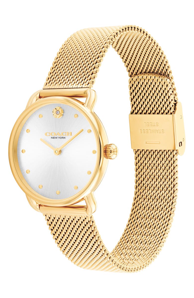 COACH Elliot Mesh Strap Watch, 28mm, Alternate, color, Gold/Silver