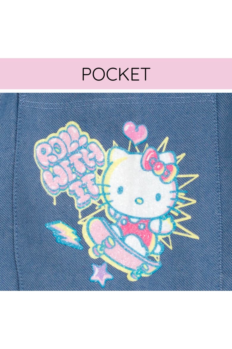 T-Shirt and Chambray Shorts Set, Alternate, color, Hello Kitty Pink Blue