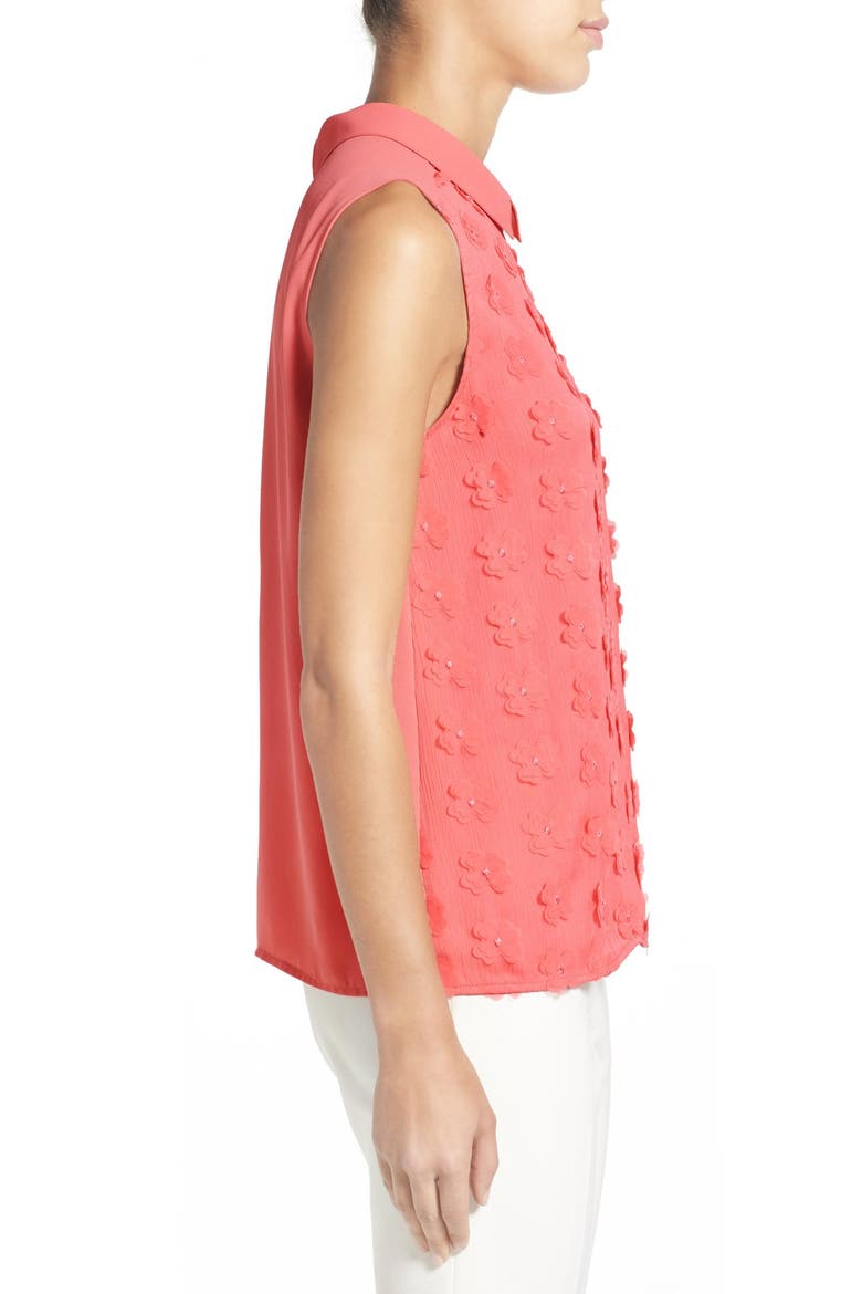 Floral Front Collared Top, Alternate, color, CORAL PEACH