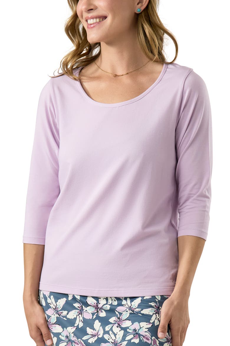 3/4 Sleeve Scoop Neck R&R Tee, Main, color, Lotus