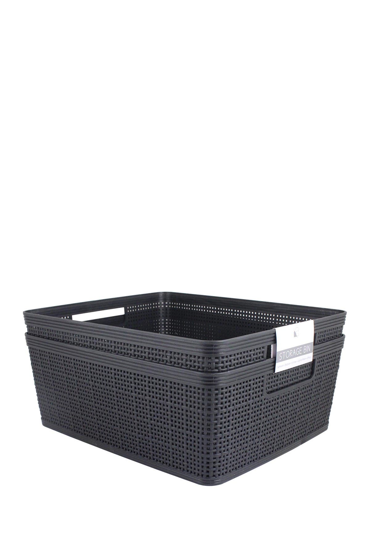 AZZURE HOME Black Jute Weave Plastic Storage Bins - Set of 2 (Women ...