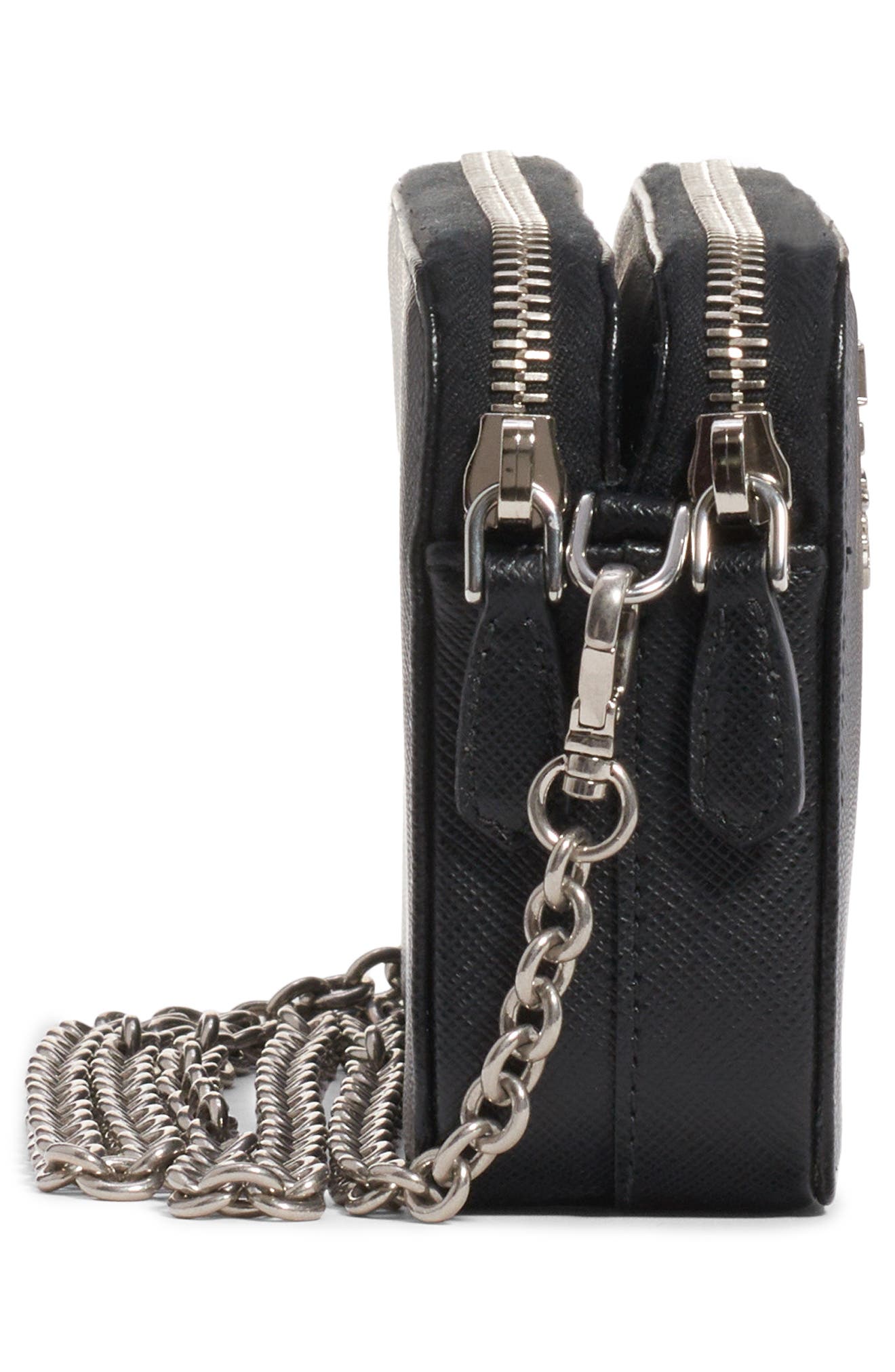 Prada Double Zip Leather Crossbody Bag, Alternate, color, 