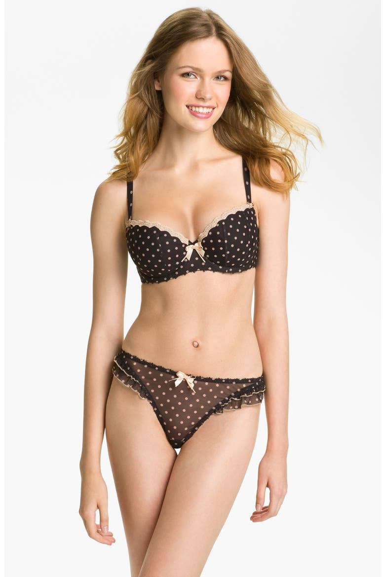 'Patsy' Padded Underwire Half Cup Bra, Alternate, color, BLACK