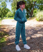 Lands' End Girls Velour Sparkle Jogger Sweatpants