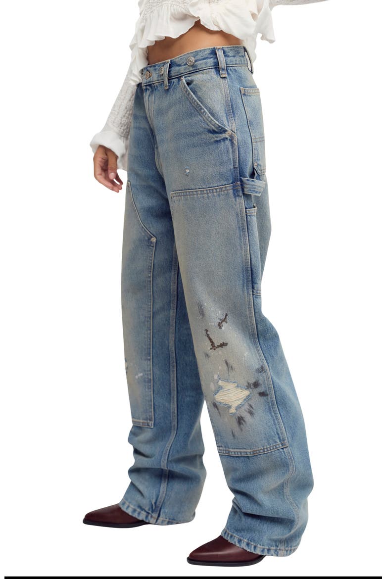 Emily High Waist Ripped Wide Leg Carpenter Jeans, Alternate, color, UBI
