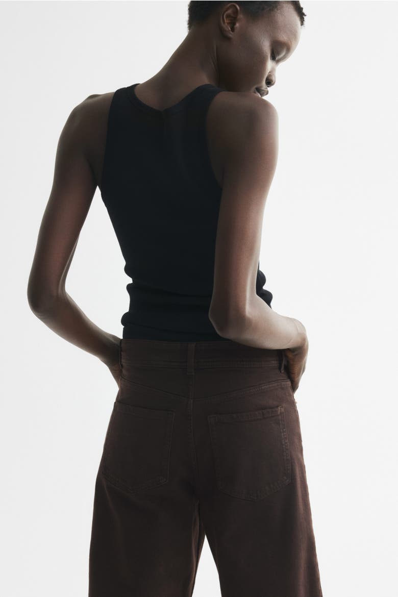 Wide High Waist Ankle Jeans, Alternate, color, Dark brown