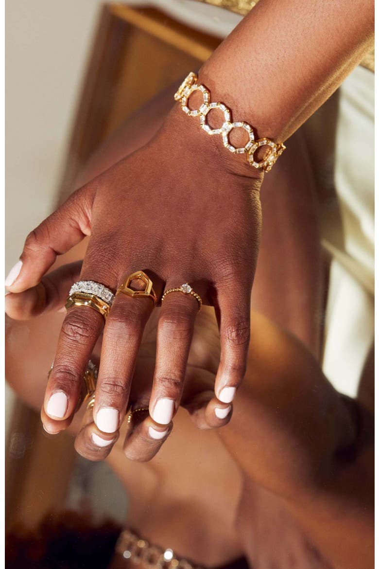 The Gabriella Bracelet, Alternate, color, Gold/White  CZ