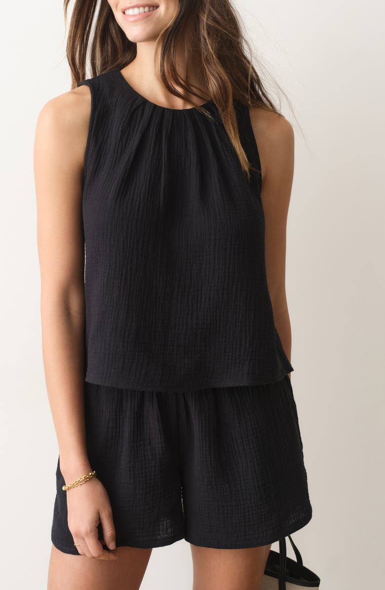 Marine Layer Serena Cotton Gauze Tank, Alternate, color, Black
