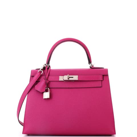 Kelly Handbag Pink Epsom with Palladium Hardware 28