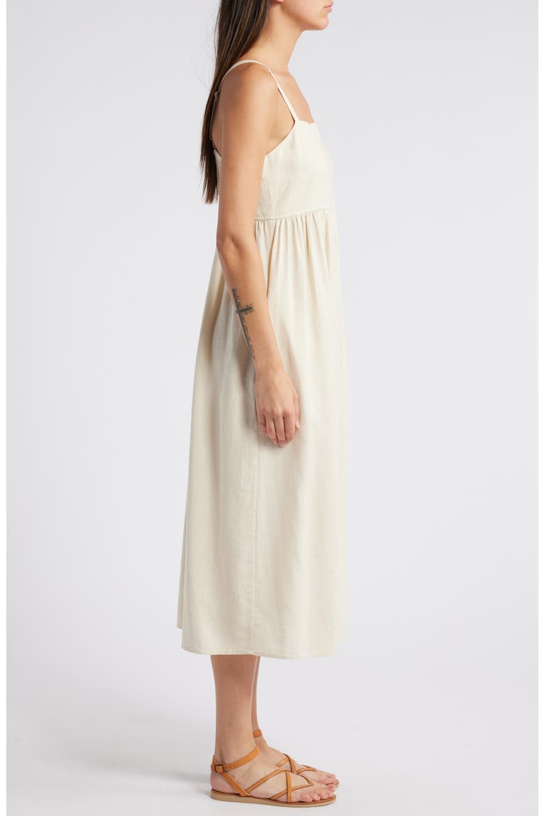 Floral Linen Blend Midi Sundress, Alternate, color, IVORY DOVE