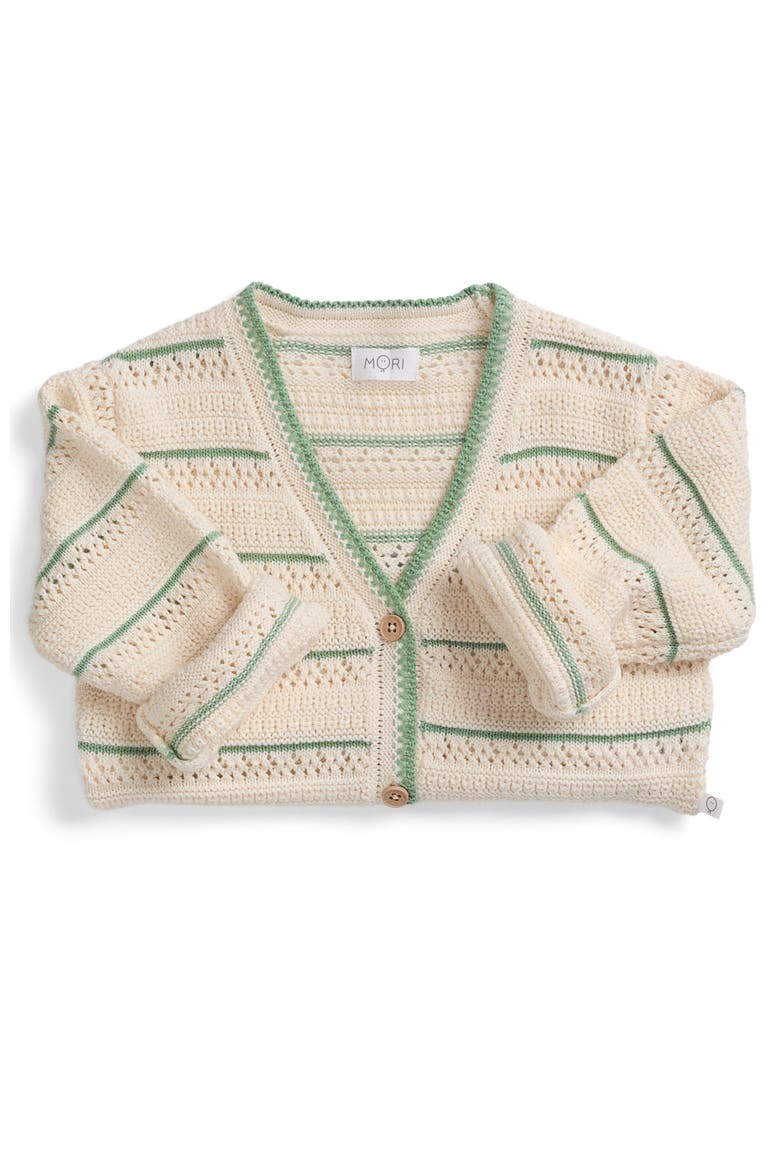 Stripe V-Neck Knit Cardigan, Alternate, color, Gardenia Stripe