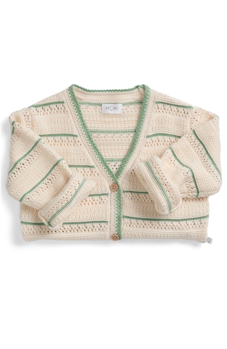 MORI Stripe V-Neck Knit Cardigan, Alternate, color, Gardenia Stripe