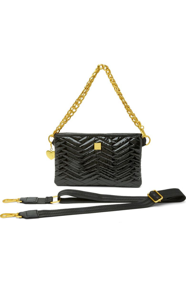 THINK ROYLN Almost Famous Quilted Crossbody Bag, Alternate, color, Black Patent