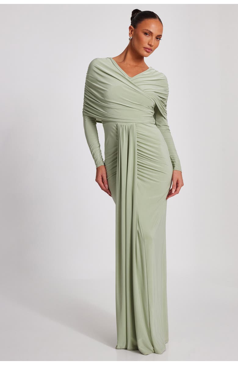 QUIZ ITY Maxi Dress with Draping, Main, color, 