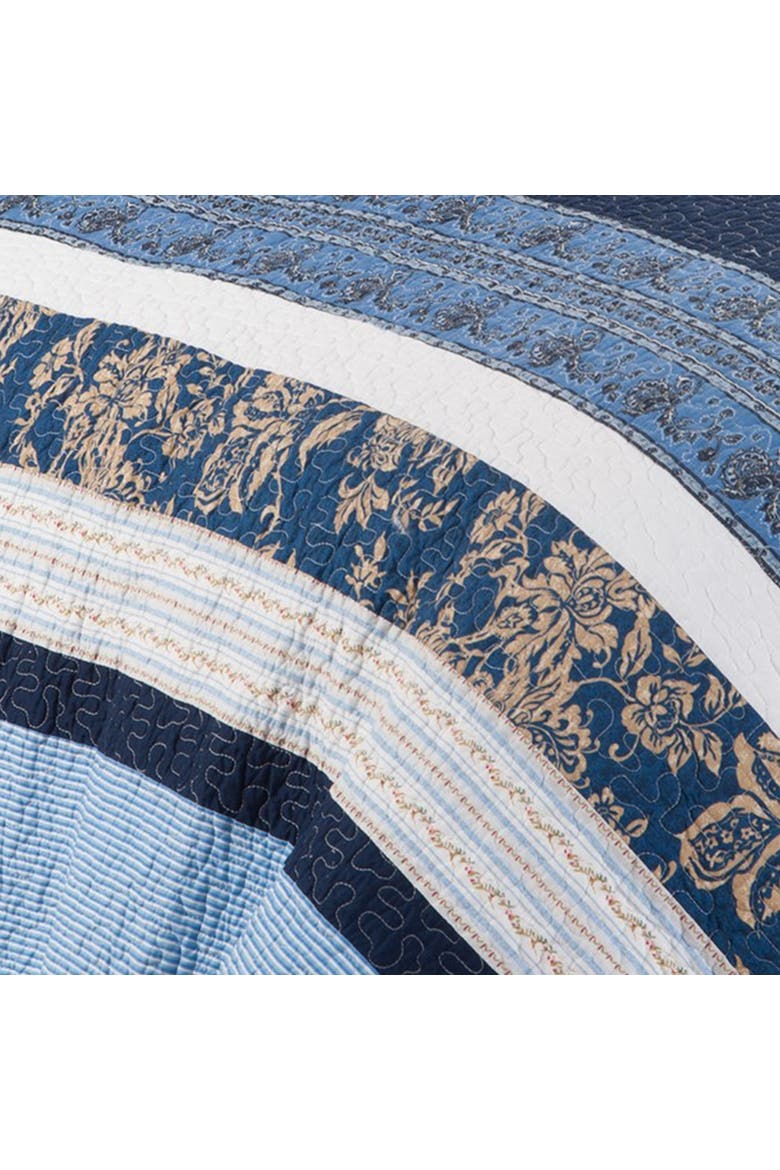 Lakeland Patchwork Cotton Quilt Set - Reversible and Machine Washable, Alternate, color, Blue