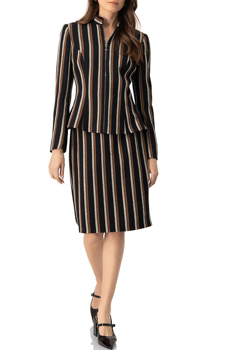 IVONNE Striped Knee Lenght Skirt, Alternate, color, Black