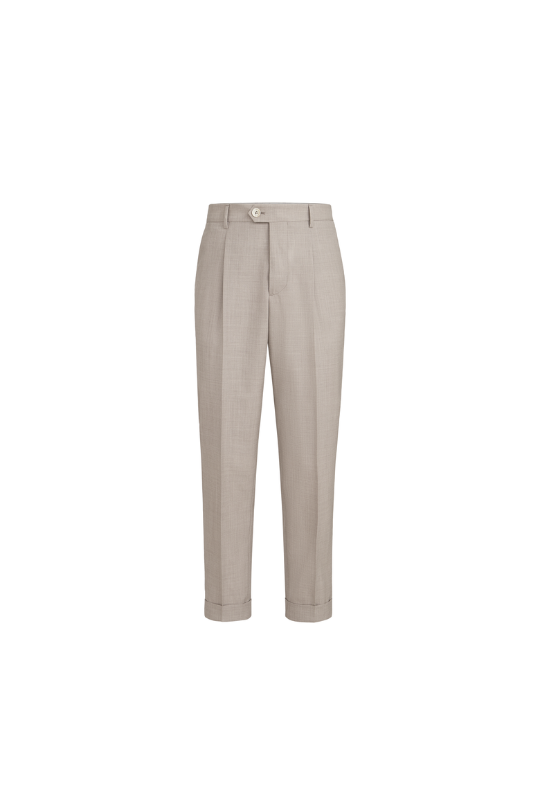 Virgin wool trousers, Alternate, color, Brown