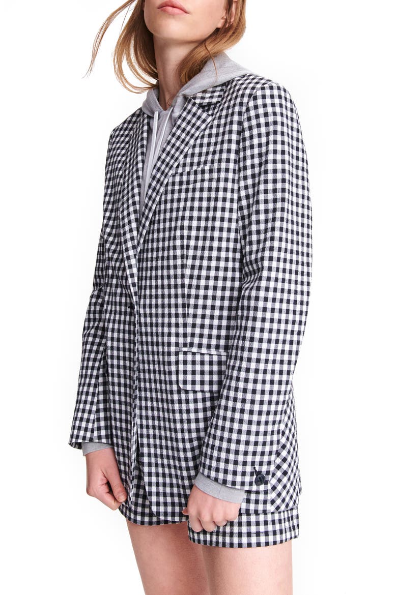 Ames Gingham Stretch Cotton Seersucker Blazer, Alternate, color, BLKWHTGING