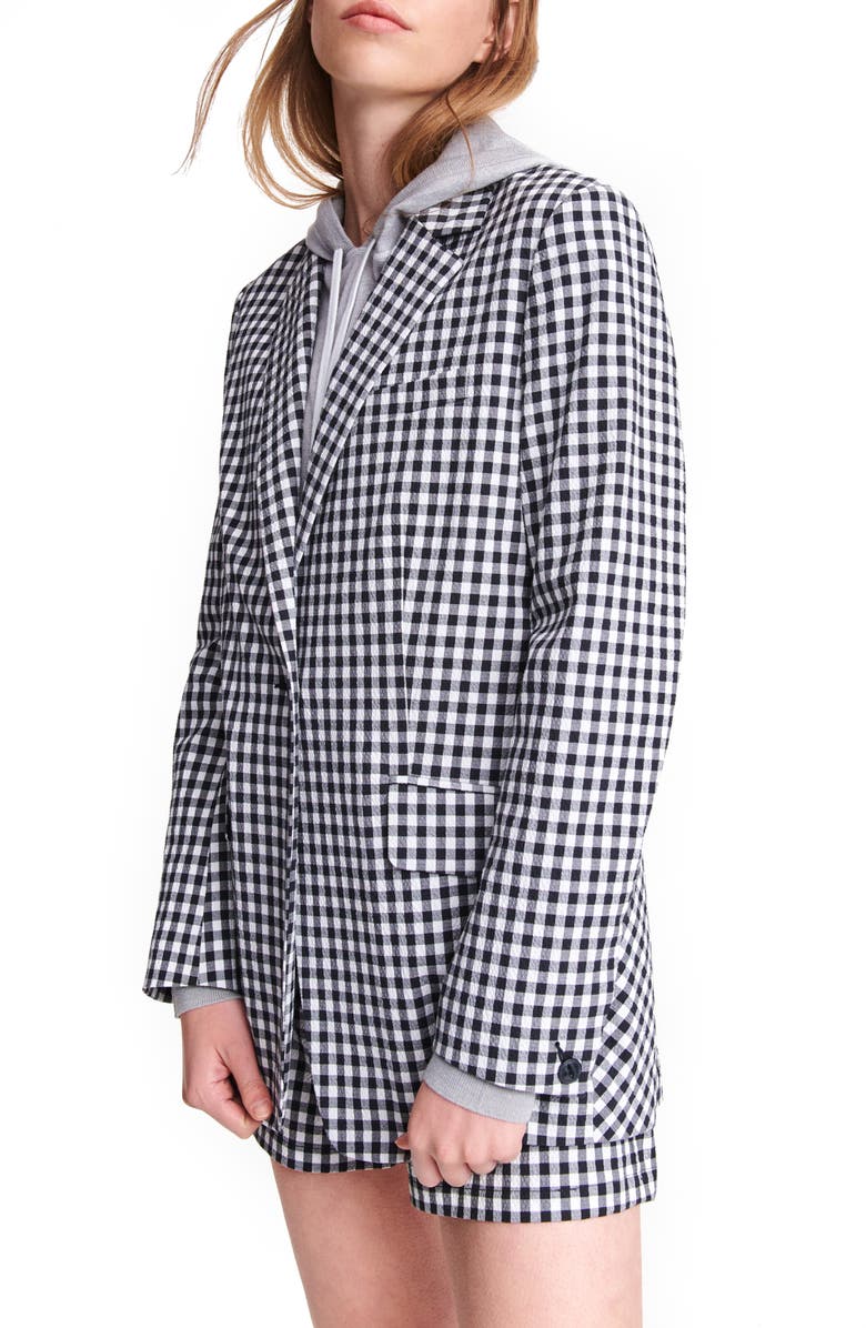 rag & bone Ames Gingham Stretch Cotton Seersucker Blazer, Alternate, color,
