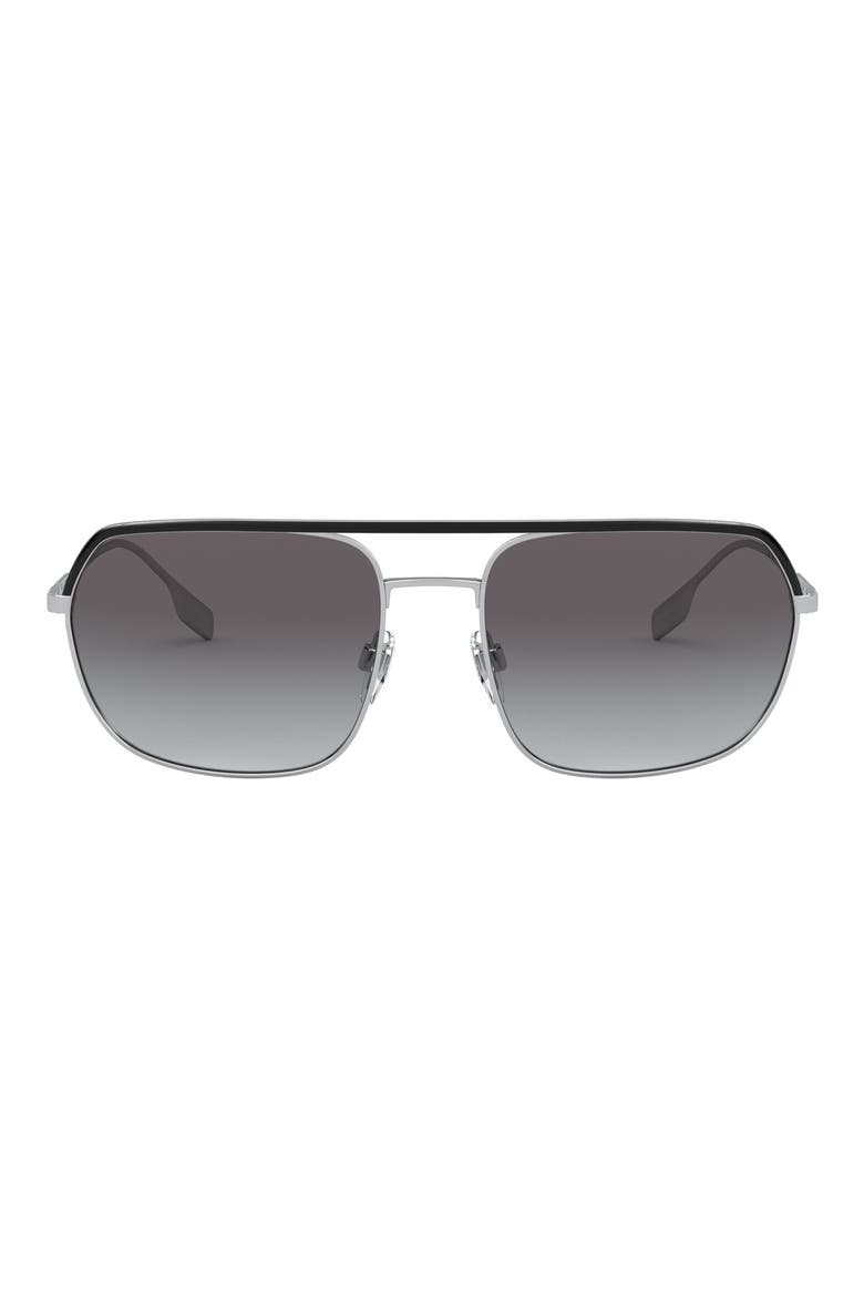 58mm Aviator Sunglasses, Main, color, SILVER