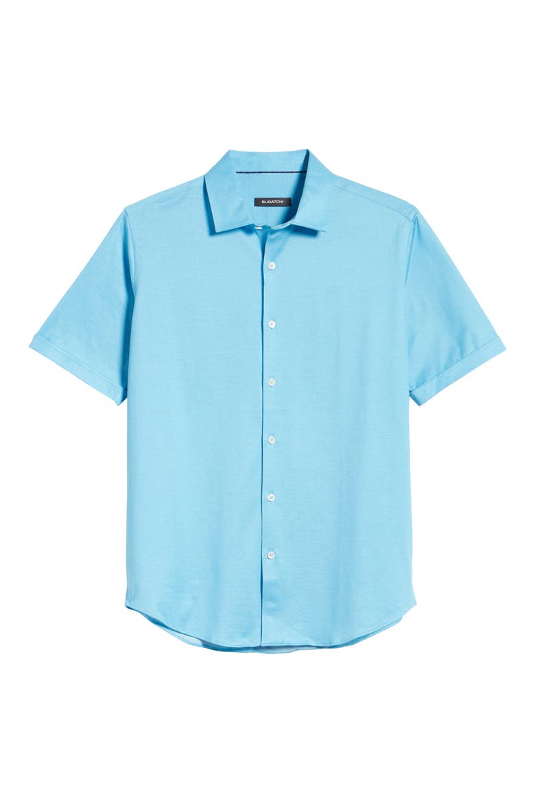 Knit Short Sleeve Button-Up Shirt, Alternate, color, WASHED BLUE