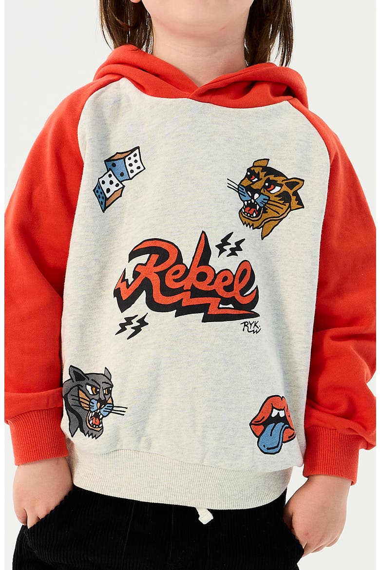 Kids' Graphic Raglan Hoodie, Alternate, color, GREY MARLE
