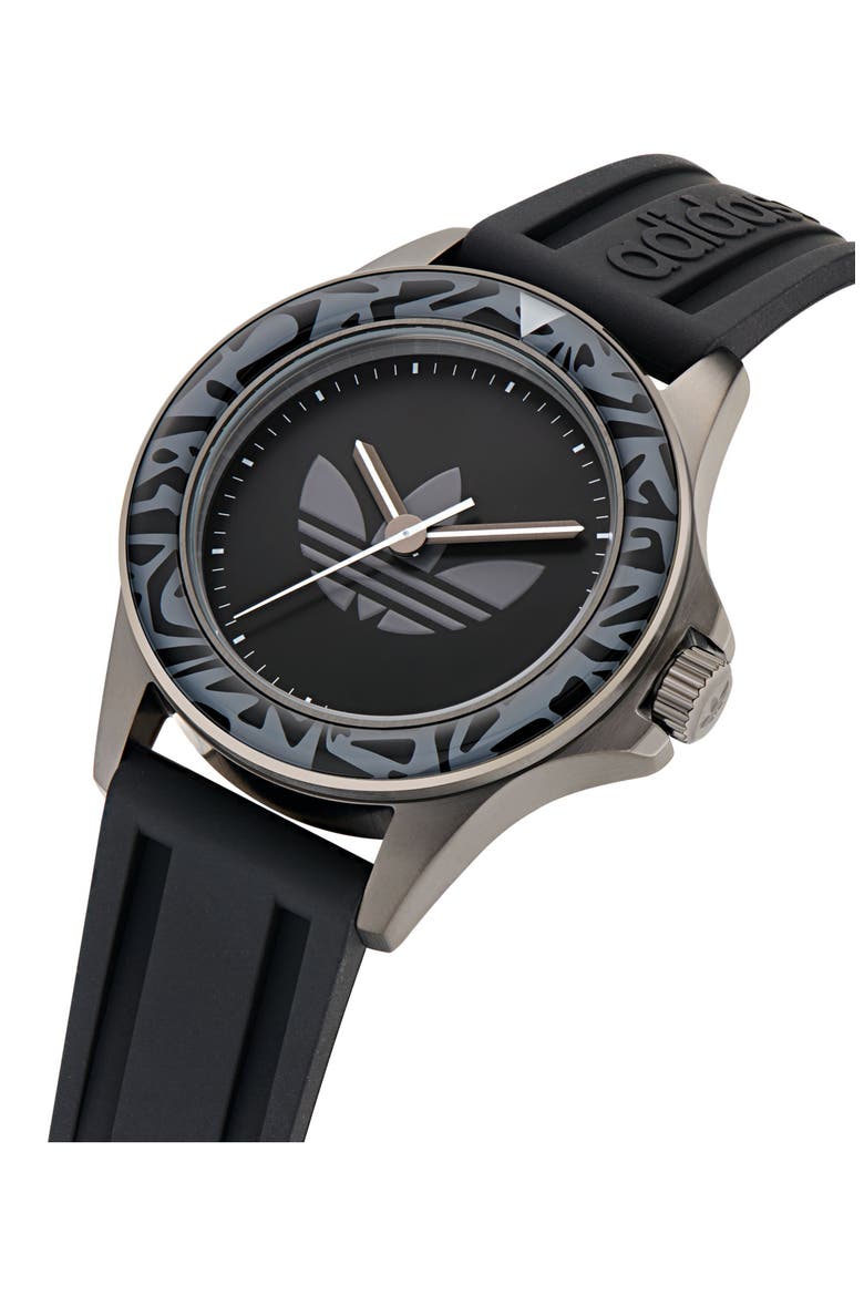 Expression One Silicone Strap Watch, 44mm, Alternate, color, BLACK
