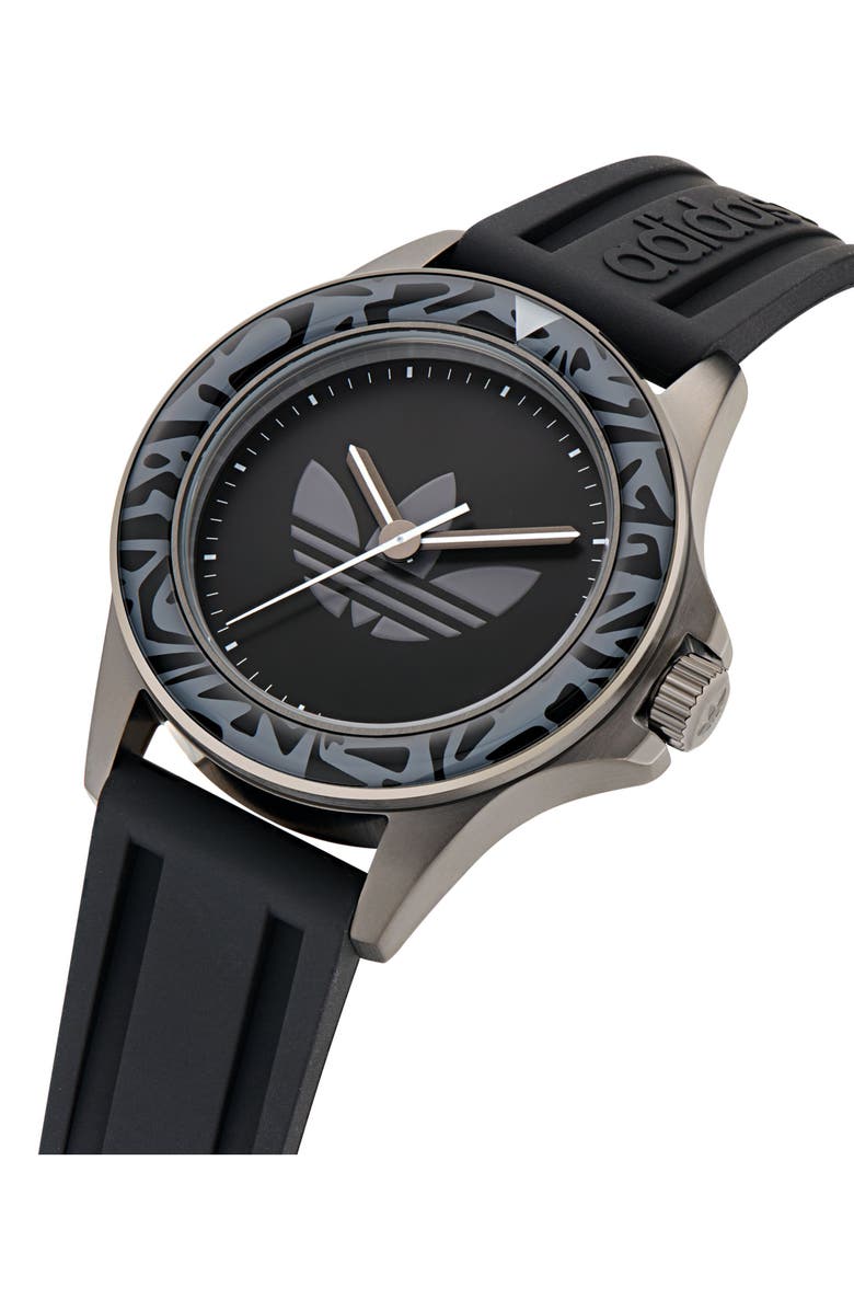 adidas Expression One Silicone Strap Watch, 44mm, Alternate, color, Black