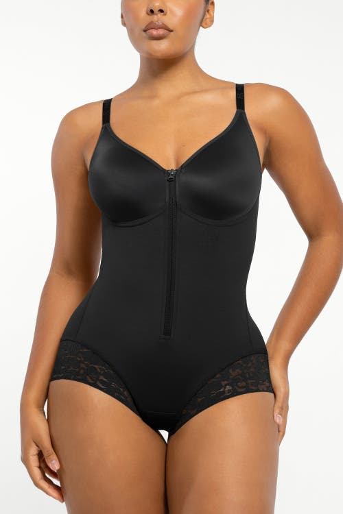 Shapellx Postpartum Side Zipper Support Shorts In Onyx Black